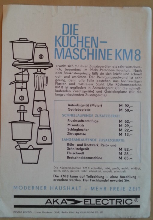 DDR Küchenmaschine Prospekt